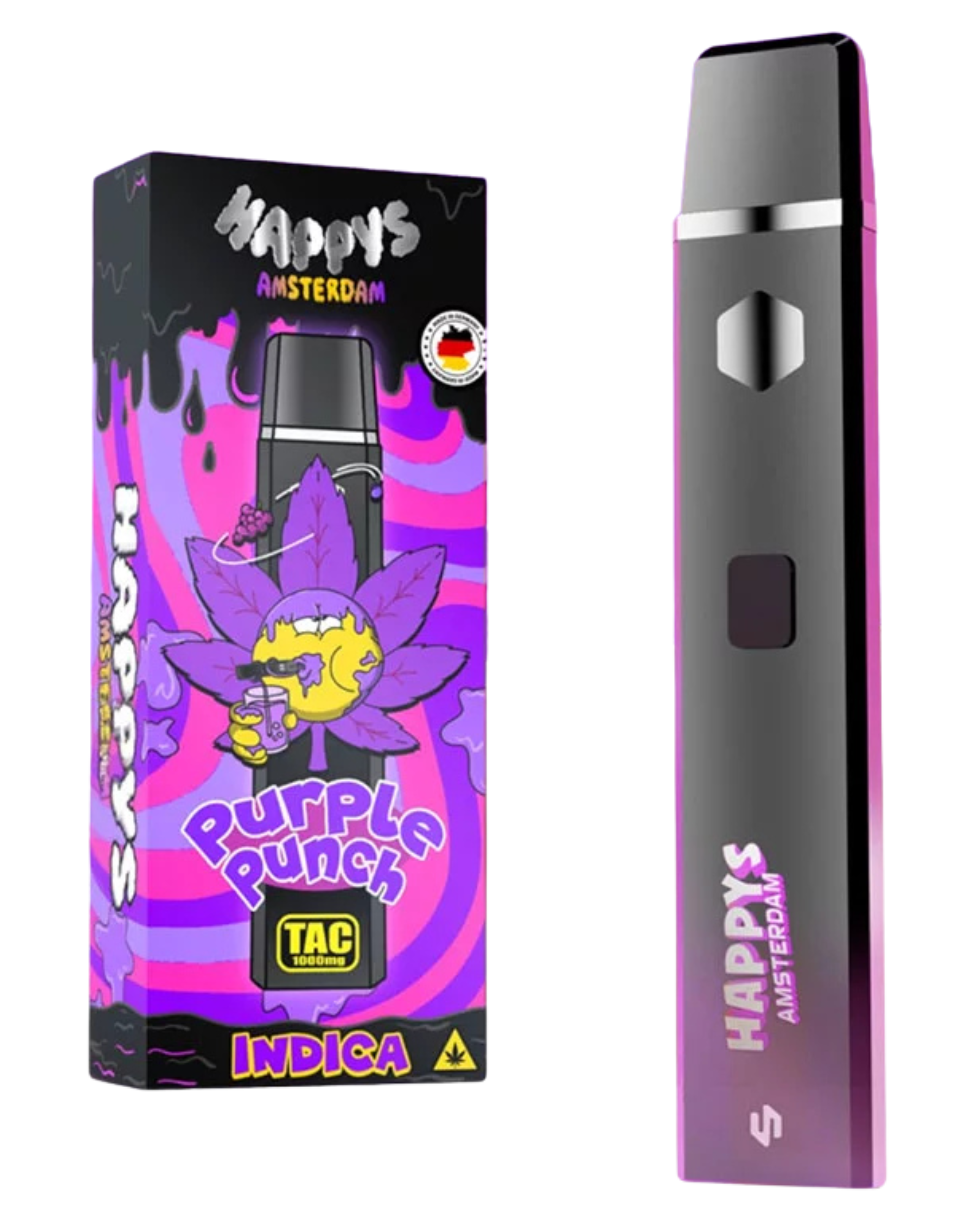 Happy's Amsterdam 1000mg TAC Vape Purple Punch Captains Growshop Happy's Amsterdam 1000mg TAC Vape Purple Punch Captains Growshop