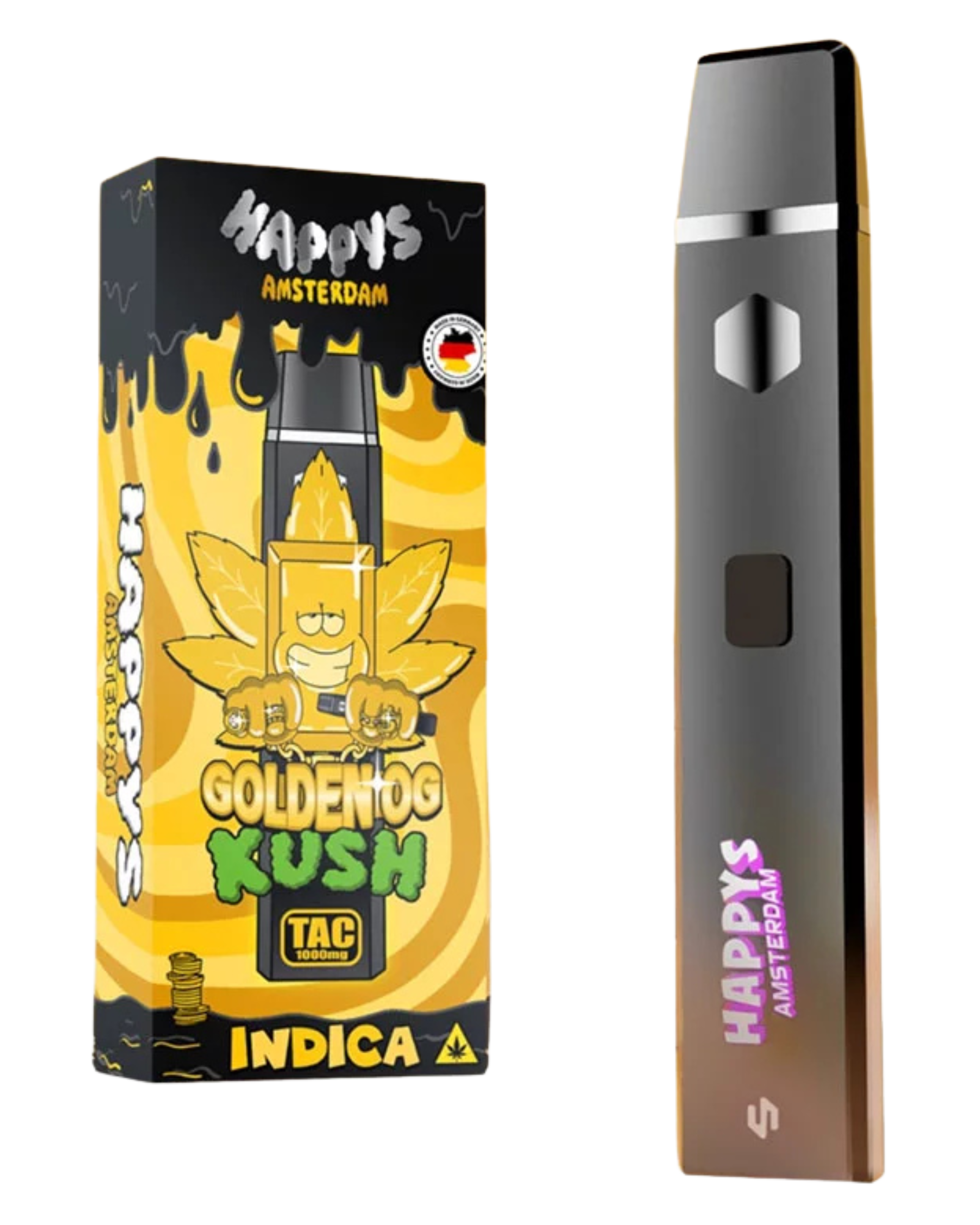 Happy's Amsterdam 1000mg TAC Vape Golden OG Kush Captains Growshop Happy's Amsterdam 1000mg TAC Vape Golden OG Kush Captains Growshop