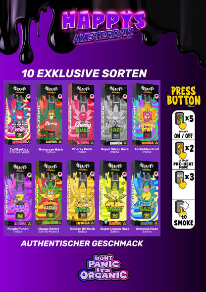 Happy's Amsterdam 1000mg TAC Vape Golden OG Kush Captains Growshop Happy's Amsterdam 1000mg TAC Vape Golden OG Kush Captains Growshop